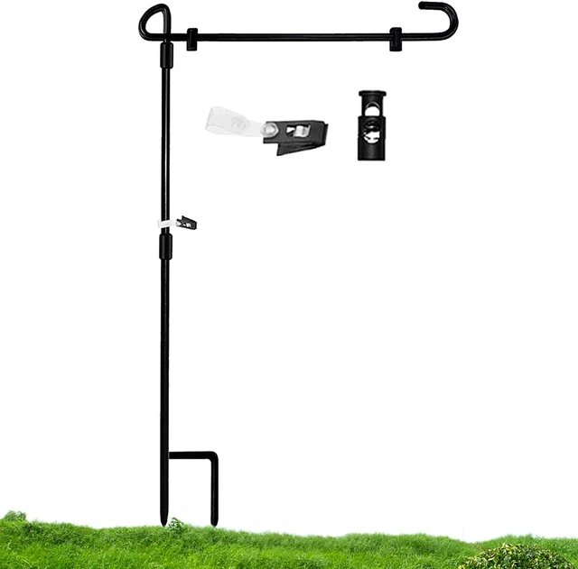 Garden Flag Stand, Wrought Iron Yard Garden Flag Pole, Premium Garden
