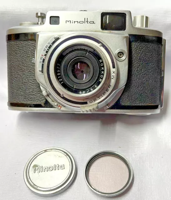 MINOLTA "A"  RANGE FINDER CAMERA W/ CHIYOKO ROKKOR 45mm f: 3.5 LENS