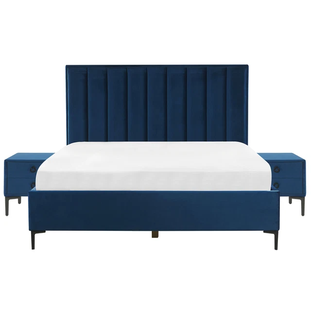 Ensemble de Chambre à Coucher Lit Double 180 x 200 cm avec Coffre et 2 Tables d 4