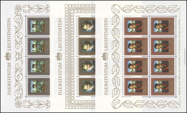 881-883 Gemälde aus Fürstlichen Sammlungen 1985, 3 Werte, Kleinbogen-Satz **
