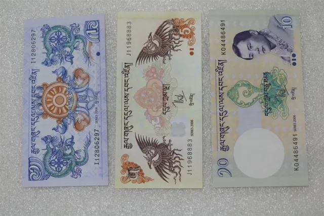 Bhutan - 3 Old Banknotes B27 #820