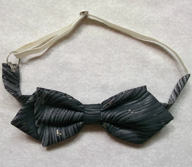 Bow Tie Bowtie Vintage Mens Dickie Retro Adjustable GREY SPARKLING GOLD