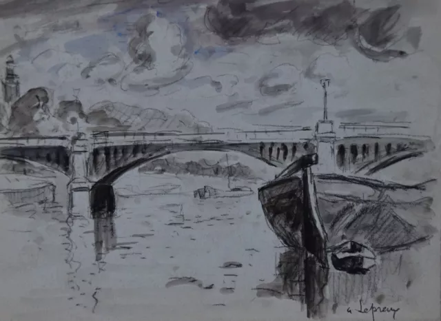 Albert Lepreux (1868-1959) (29) - lavis - Paris (pont de Sully)