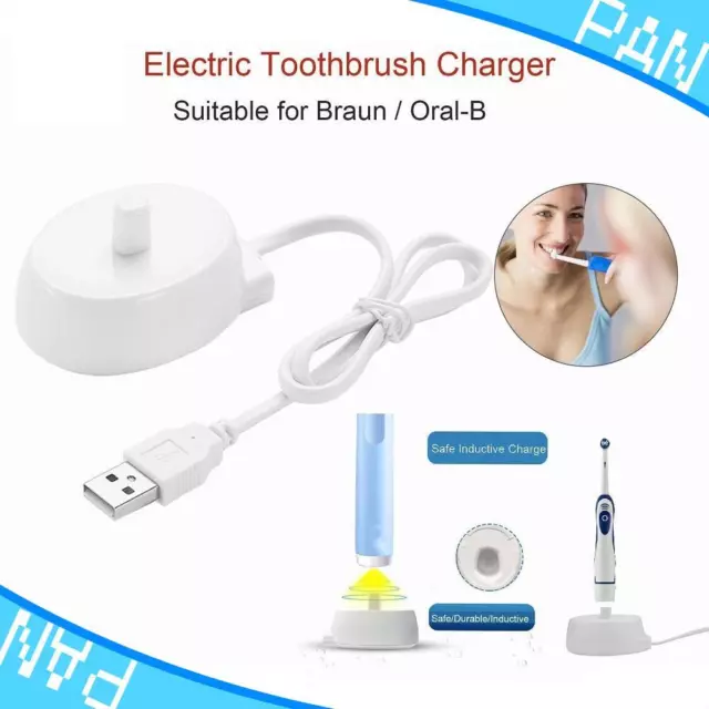 USB Plug Electric Toothbrush Charger Dock White for Braun Oral B Charging Base