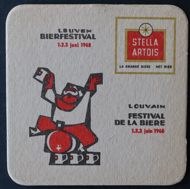 Sous-bock STELLA ARTOIS Bier Festival LEUVEN 1968 LOUVAIN beermat coaster 13