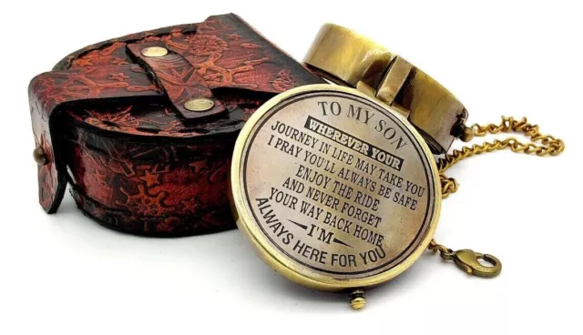 Maritime Engraved Brass Compass Gift to My Son Nautical Gift for Son from Dad