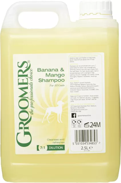 New Groomers Banana and Mango Dog Shampoo, 2.5 Litre Free Shipping