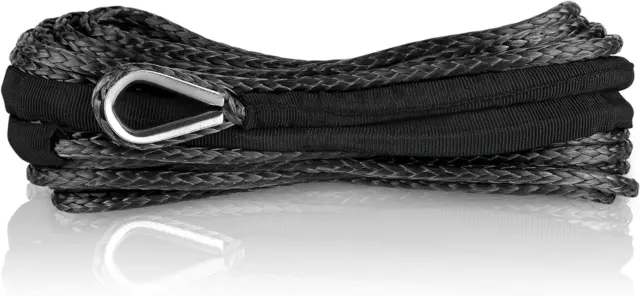 XPV SK75 1/4" X 49‘ Dyneema Synthetic Winch Rope Cable with Black Protecting Sle