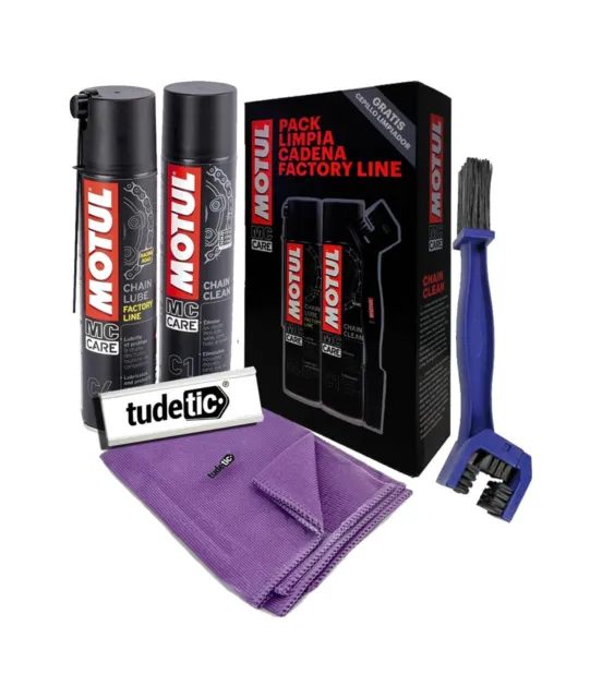 TUDETIC - kit limpiador y lubricante para cadena moto racing road c1 c4 40