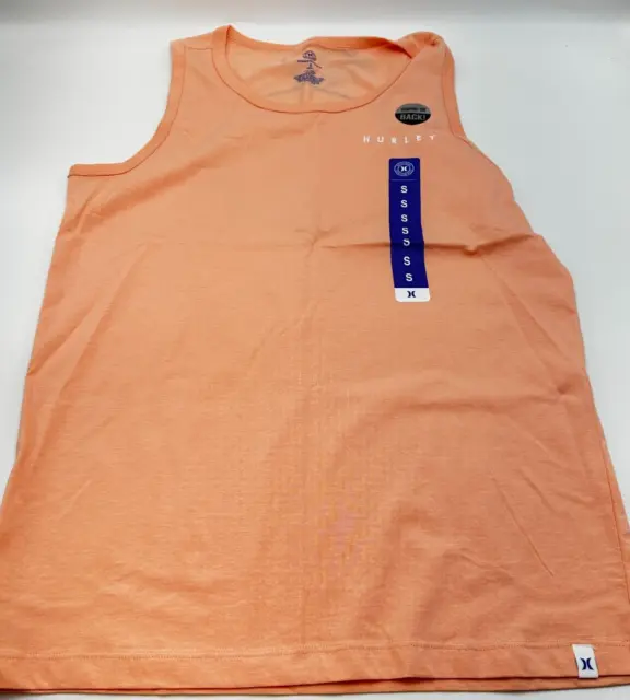 Hurley Mens Tank Top Small Peach Jersey Fashion Tank Graphic Front and Back NEW