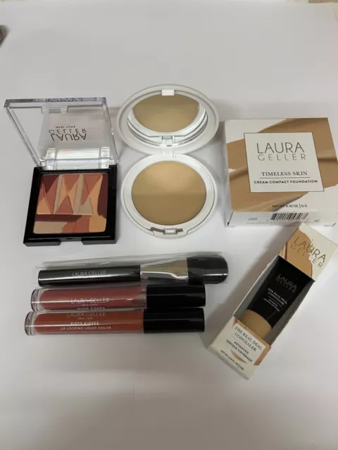 Conjunto De Maquillaje Laura Geller Piel Atemporal Base Beige ~ Rubor