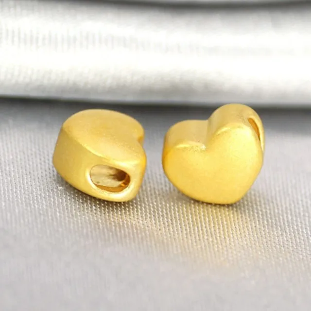 1pcs Real 24k Yellow Gold Pendant For Women 3D Hard Gold Love Heart DIY Beads