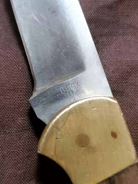 Vtg Buck 112 Folding Pocket Knife W/Sheath In Great Working Condition