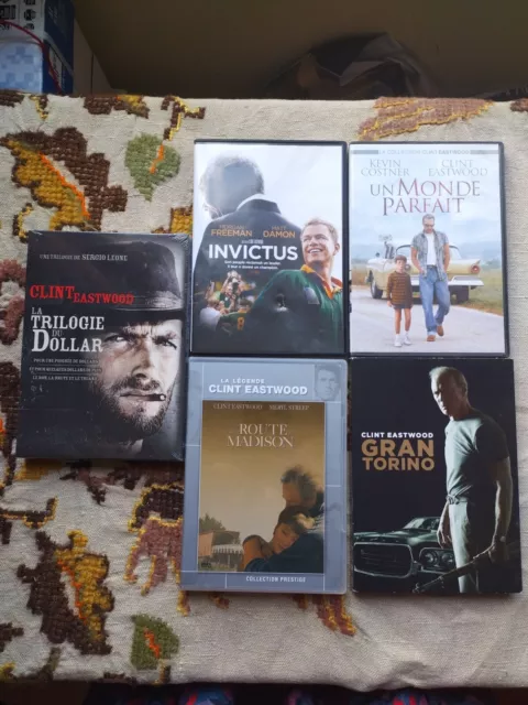 LOT 5 DVD CLINT EASTWOOD Trilogie Du Dollar Invictus Route Madison Gran Torino