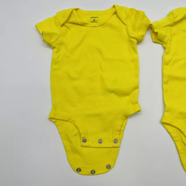Carters Baby Infant Boys Size 3 Month 2 Piece Short Sleeve Bodysuits Yellow 1593 2