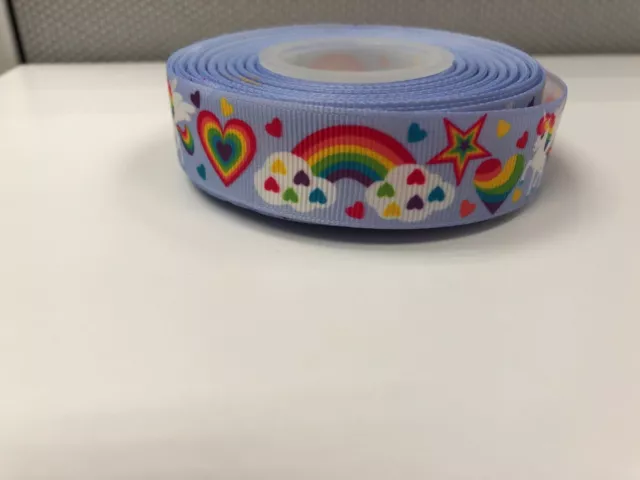 Unicorn Rainbow cloud Grosgrain Ribbon 5 Yards Hair Bows Crafts