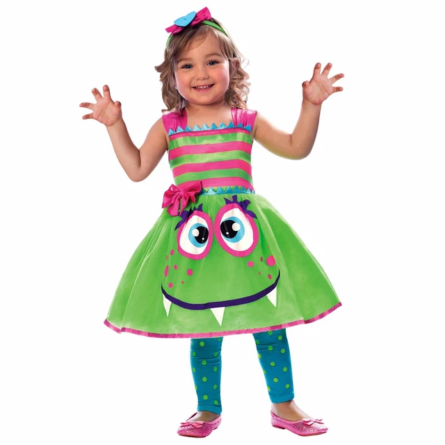 Bambine Bambini Carino Verde Monster Halloween Vestito Festa Nuovo