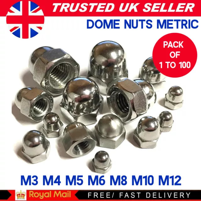 M3 M4 M5 M6 M8 M10 M12 Dome Nuts Hex Domed Nuts Stainless Steel A2 - Din 1587