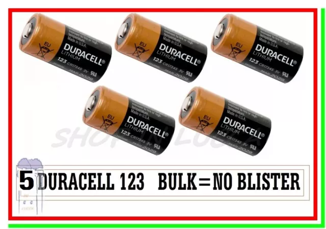 5 DURACELL 123 Litio CR 17345 Batterie Pile Softair Foto Allarmi Sensori "BULK"