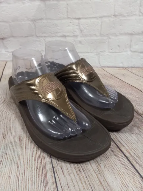 FitFlop Walkstar Women's Size 10 Brown Metallic Sandals Thong Flip Flops 028-012