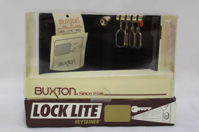 Vintage Buxton Red Leather Lock Lite Keytainer Key Wallet Adjustable Flashlight