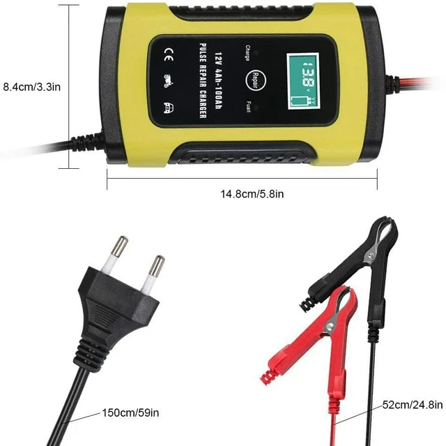 Chargeur de batterie intelligent 12V 6A voiture Auto Moto Camion Automatique LCD 2