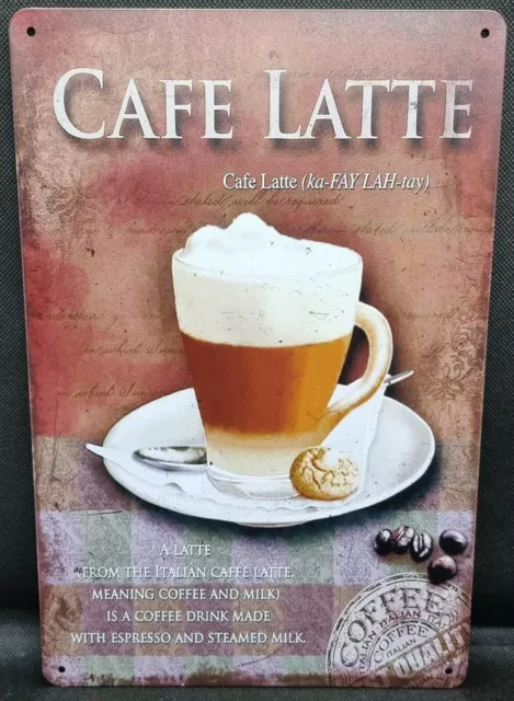 Blechschild " CAFE LATTE "  Kaffee Kaffeehaus Cafe Coffee NEU Deko 20x30cm