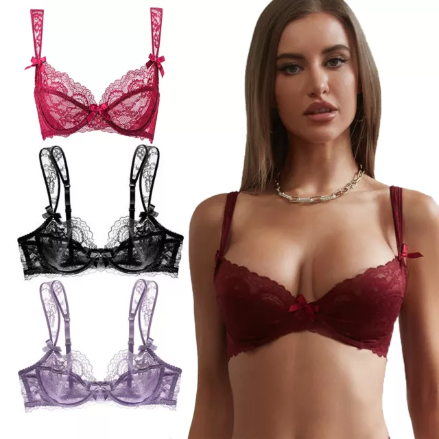 VARSBABY SHEER LACE See Through Bra Female Underwire Unlined Sexy Bralette  $19.79 - PicClick