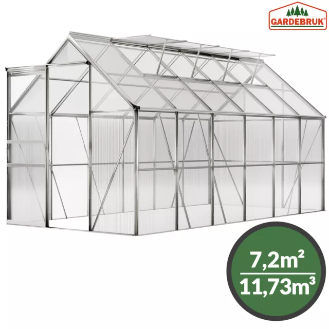 Serre de jardin en Aluminium 11,73m³ incl. 4 Fenêtres - 380 x 190 cm