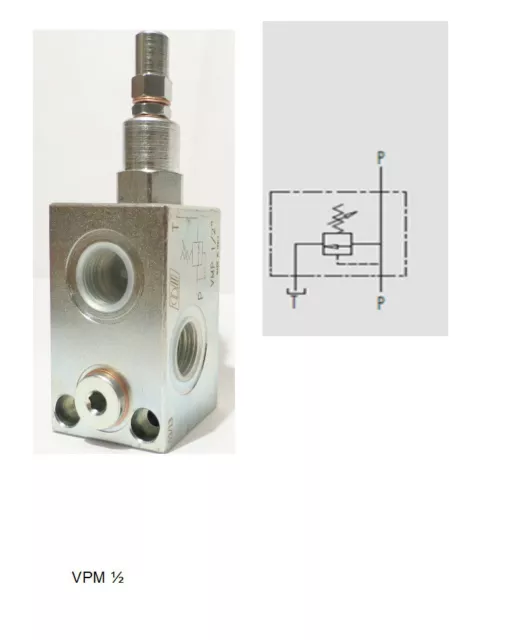 Hydraulik Druckbegrenzungsventil  G 3/8 40 lt/min, einstellbereich 10 - 200 bar 3