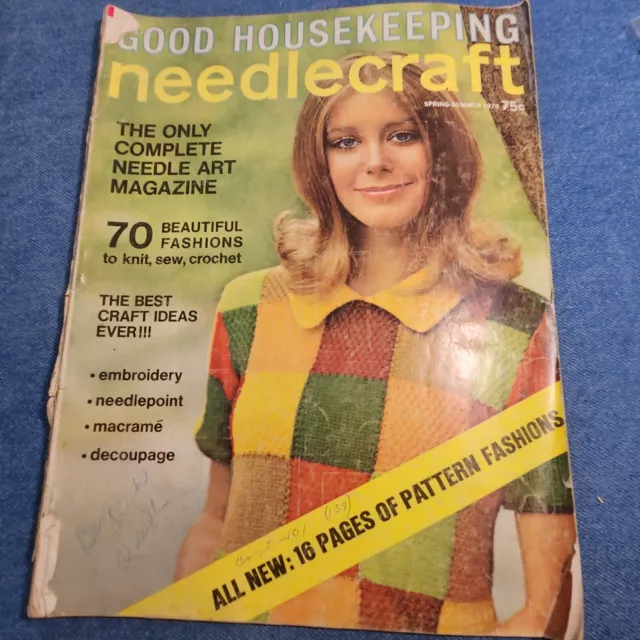 Vintage Good Housekeeping Needlecraft Magazine 1970 Crochet Knit Embroidery Sew