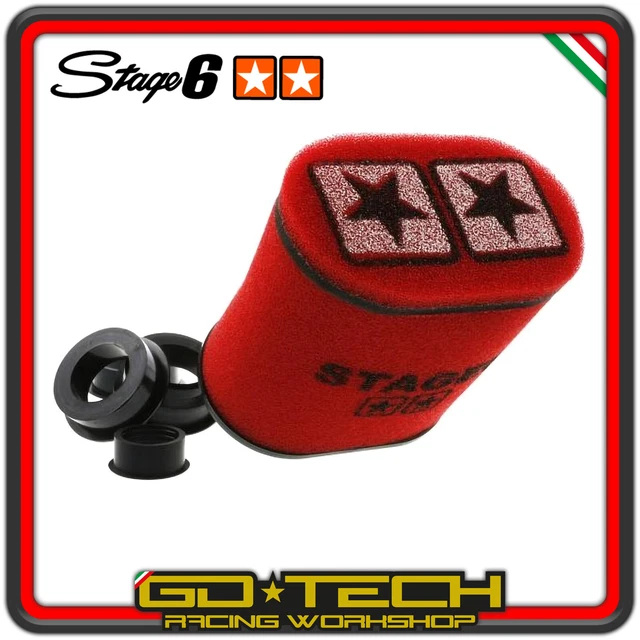 FILTRO ARIA STAGE 6 DOUBLE LAYER ROSSO Grande Ovale IMBOCCO 55 mm CON RIDUZIONI
