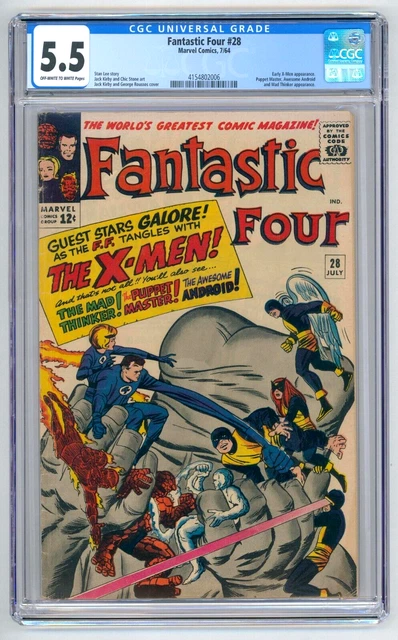 Fantastic Four #28 Cgc Fn- 5.5 Early X-Men Jack Kirby Stan Lee Comic 1964