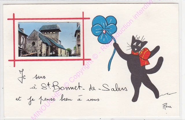 Cpsm 15140 Saint Cap Of Salers I Pense Very IN You Illustrator Rene The Cat