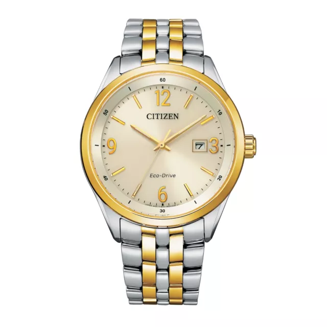 Citizen Eco-Drive Men's Classic Silver-Gold Calendar Watch 41MM BM7259-51P