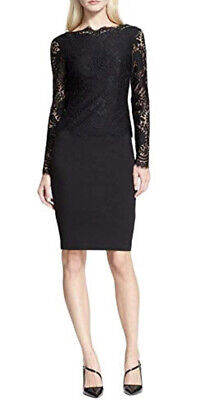 Ted Baker Black Vendela Lace Overlay Pencil Occasion Dress Size 4 £169