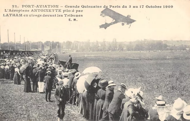 CPA AVIATION PORT AVIATION Gde QUINZAINE DE PARIS AEROPLANE ANTOINETTE LATHAM