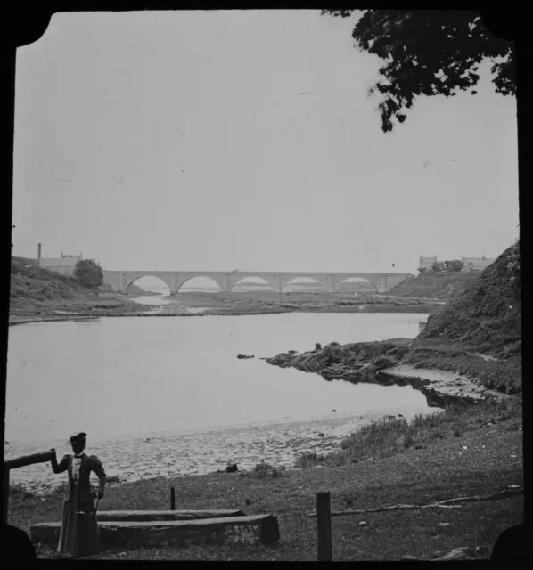 ANTIQUE Magic Lantern Slide THE BRIG O DON C1897 VICTORIAN PHOTO SCOTLAND
