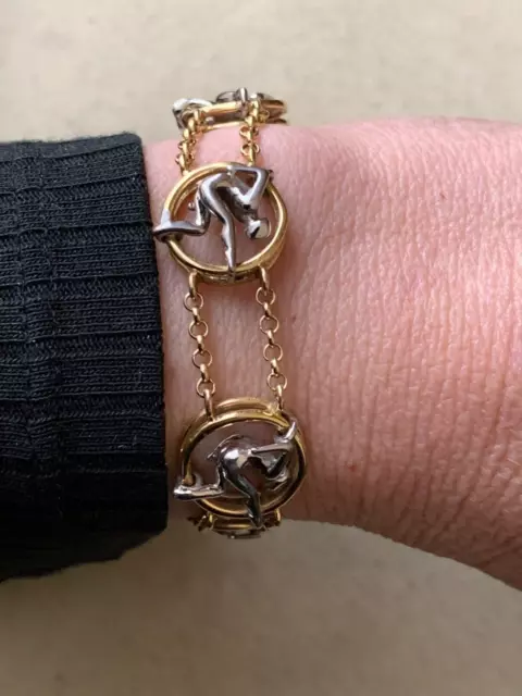 Interesting &  Rare Vintage French Designer Bracelet - Dancers on golden rings