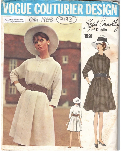 Patron De Couture Vogue Couture 1959 - Robe & Manteau Une Pièce, Motif B36, Vintage Non Découpé