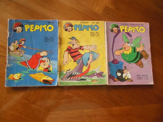 Lot De 3 Albums Pepito. N° 163. 166. 167. Annee 1961. Etat Correct.