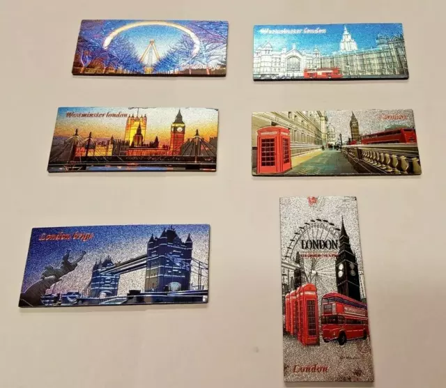 6 Pack Of 3D Metalic Fridge Magnets Set  London Icons Souvenir