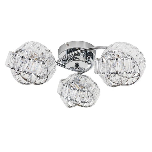 Modern 3 Way Ceiling Lounge Light Polished Chrome Intertwined Design LED Bulb