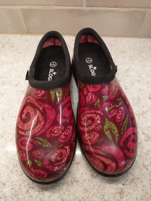 Sloggers Rubber Women's Slip-on Comfort Shoes Clogs Size 7 Pink Rose Swirl USA