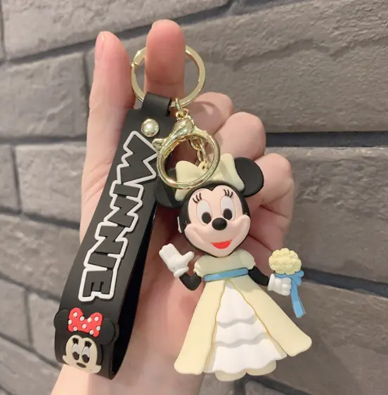 Disney Dress Minnie Mouse PVC Handbags Bags Hanger Pendant Keychains Key Rings