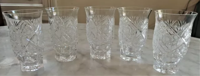 Bohemia Crystal RICH-CUT - VINTAGE - Set of 5 Water Tumblers Glasses
