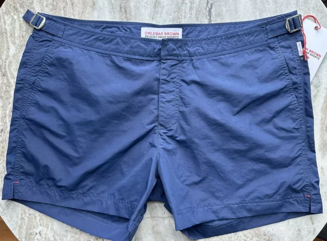 Orlebar Brown Setter Swim Trunks 36 Board Shorts Navy Blue $400 Plain Nwt