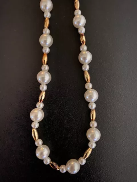 Pearl & Gold  13”Beaded Necklace