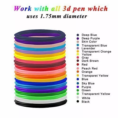 20 couleurs 10M / couleur 1.75mm pla filament impression 3D stylo imprimante 3D