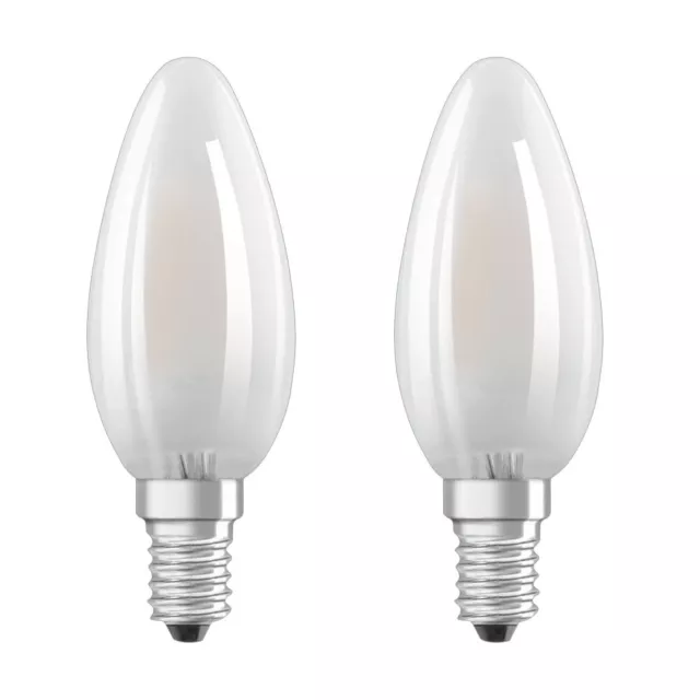2 x Osram LED Filament Leuchtmittel Kerze 4W = 40W E14 matt 470lm warmweiß 2700K